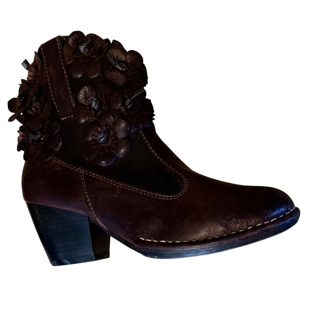Lobo Solo Women's Ankle Boots Genuine Bovine Leather Flower Design Size 6 - Picture 7 of 13